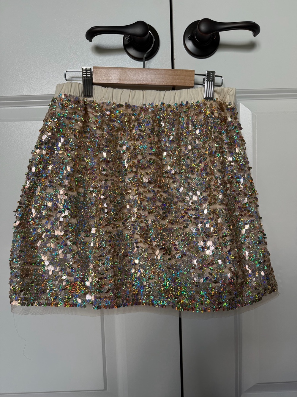 Crewcuts Iridescent Sequin Beige Mini Skirt